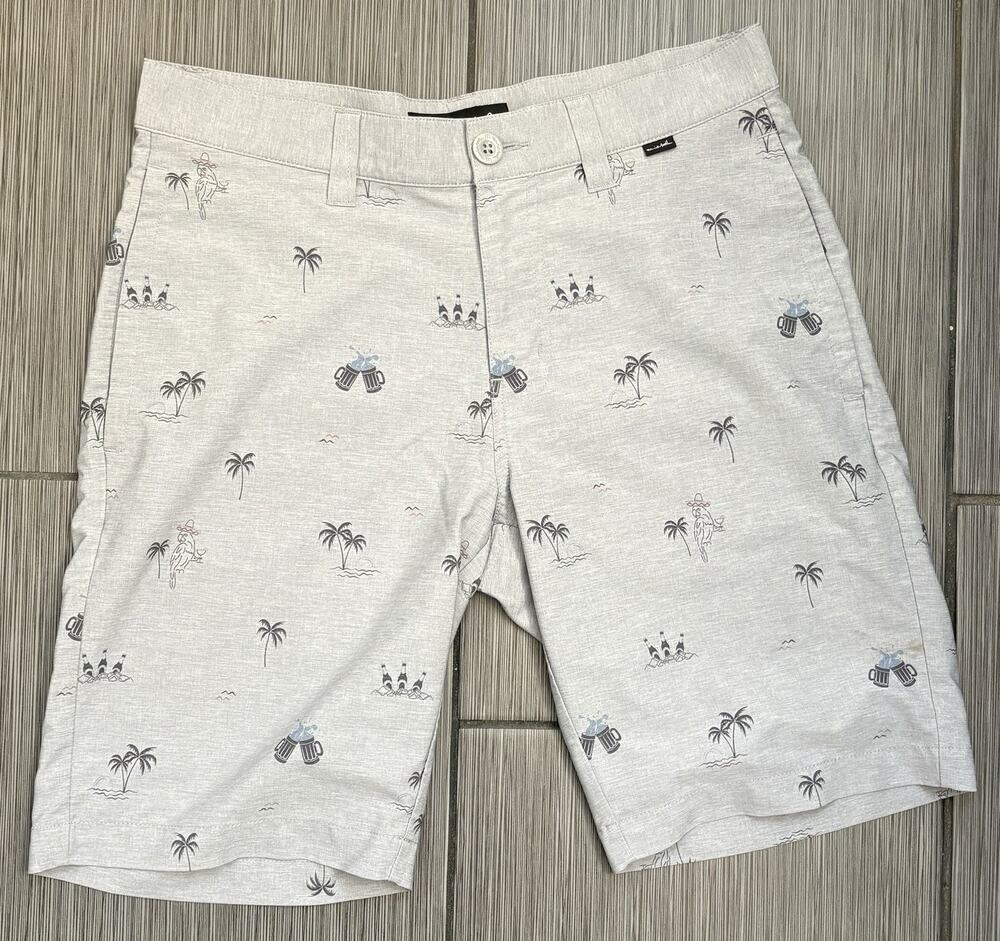 Travis Mathew Straight Shot Shorts Gray Novelty Beer Cocktail Beach Size 30